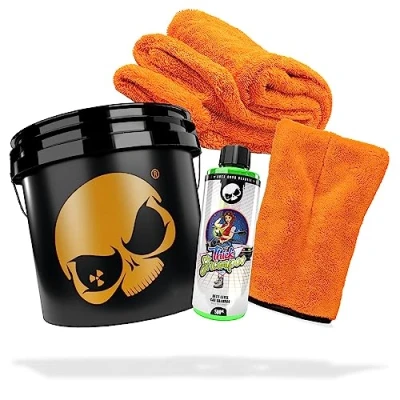Abbildung von detailmate Auto Wasch Set: Nuke Guys Thick Shampoo 500ml + Waschhandschuh Gamma Dryer XXL Trockentuch Wascheimer Gold Bucket 3,5 GAL optimale Handwäsche &amp; Trocknung