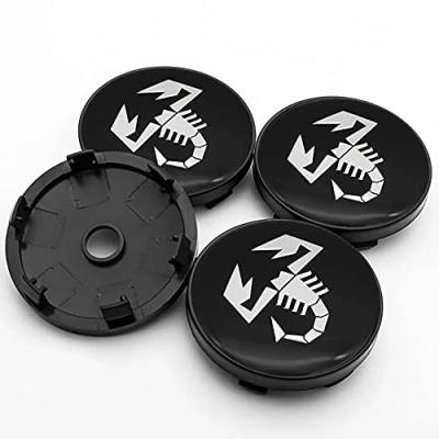 Abbildung von QUXING 4 Stück Radnabenkappen Nabendeckel, für FIAT Abarth 500 595 1100 Stilo Ducato 60mm Auto Felgendeckel Zubehör Zierdeckel Emblem Logo Abzeichen Accessoires