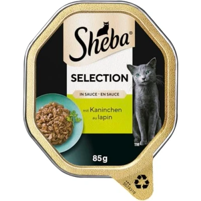 Abbildung von SHEBA Schale Nassfutter für Katzen Selection in Sauce mit Kaninchenhäppchen 2 x 11 85g