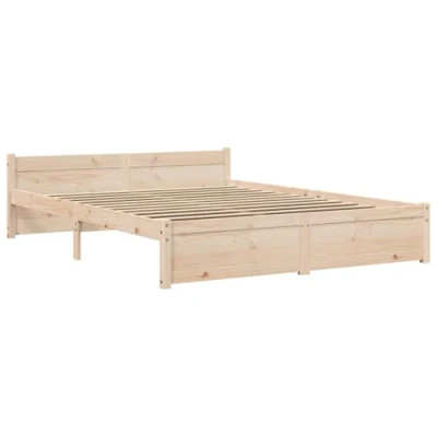 Abbildung von vidaXL Massivholzbett Doppelbett Kopfteil Bettgestell Lattenrost Bettrahmen Schlafzimmerbett Bett Holzbett Schlafzimmermöbel 140x200cm