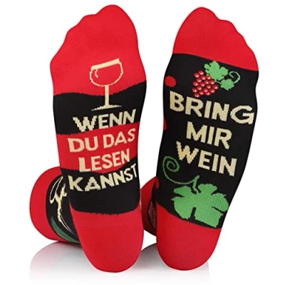 Abbildung von TODO Lustige Socken Wein Herren und Damen, Coole mit Motiv Bunte, Mehrfarbige, Verrückte (43 46, Wein)