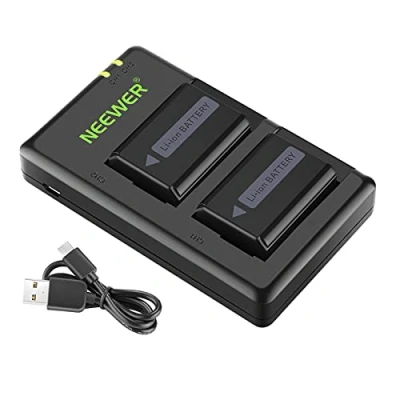Abbildung von Neewer NP FW50 Camera Battery Charger Set Compatible with Sony ZV E10, A7, A7R, A7RII, A7II, A7SII, A7S, a3000, a5000, a6000, a6300, a6400, a6500, RX10 Series(2 Pack, Micro USB Port, 1100mAh)