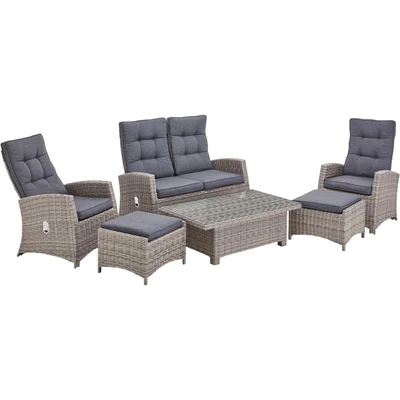 Abbildung von KONIFERA Gartenlounge Set &quot;Monaco&quot;, (Set, 16 tlg., inkl. Auflagen, Alu, Polyrattan), höhenverstellbarer Tisch 43,5 66,5 cm