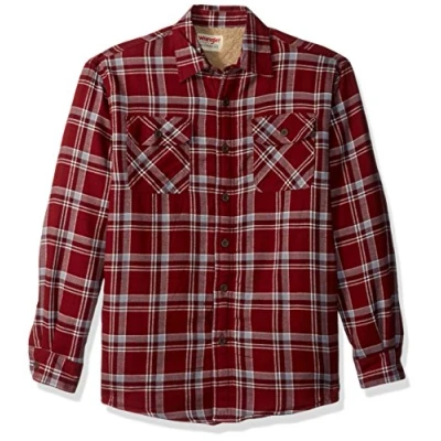 Abbildung von Wrangler Authentics Herren Long Sleeve Sherpa Lined Shirt Jacket Hemd mit Button Down Kragen, Granatapfel, L