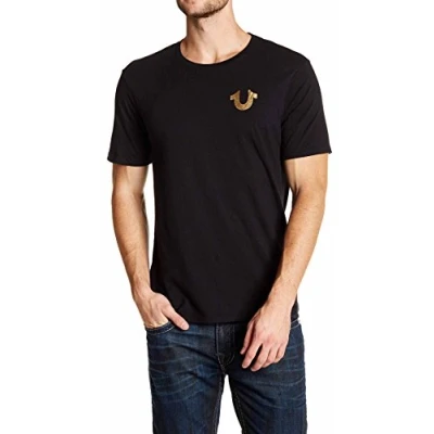 Abbildung von True Religion Herren Big Buddha Metallic Short Sleeve Tee T Shirt, Schwarz, L
