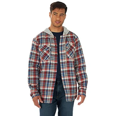 Abbildung von Wrangler Authentics Herren Flanell Steppjacke Hemd, Blau, XXL