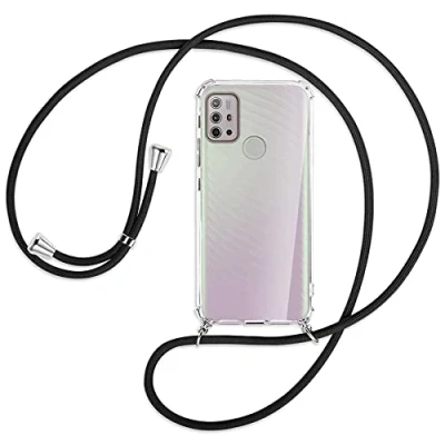 Abbildung von mtb more energy® Handykette kompatibel mit Motorola Moto G10, G20, G30 (6.5&#039;&#039;) schwarz Smartphone Hülle zum Umhängen Anti Shock Full TPU Case