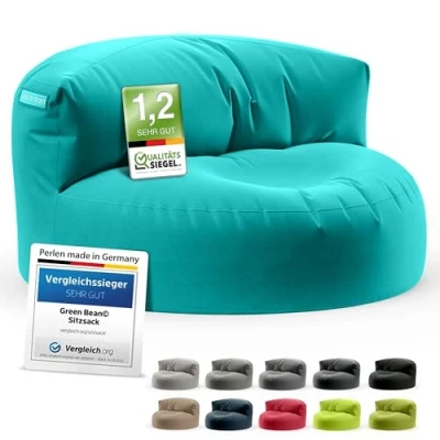Abbildung von Green Bean Sitzsack Sofa mit Füllmaterial Lounge im Design 90x50cm ergonomischer Rückenlehne &amp; waschbarem Bezug Indoor und Outdoor geeignet in Türkis