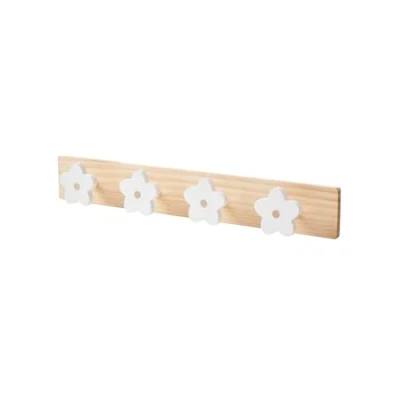 Abbildung von VERTBAUDET Kleiderhaken aus Holz mit 4 weißen Blumen