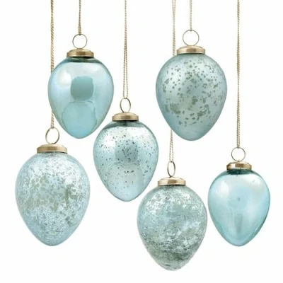 Abbildung von Loberon Osterei Set Cataleya blau Deko Eier Ostern &amp; Frühling Verschiedene Muster Strukturen Mit Aufhängung Aus Glas Eisen 6 Stück,