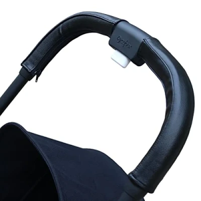 Abbildung von gogolotom Baby Kinderwagen PU Leder Griff Abdeckung Kompatibel mit Cybex Eezy S Twist (+) 2 Abnehmbare Kinderwagengriffhülle Reißverschlussöffnung (für Mama Griff, Schwarz)