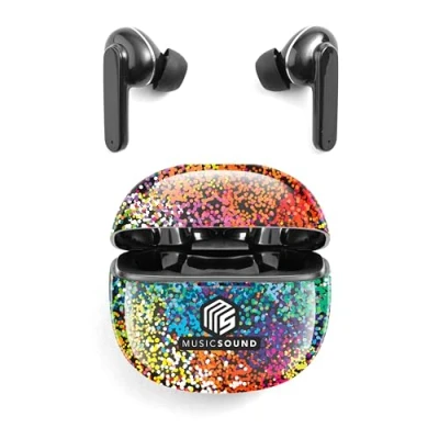 Abbildung von ADSE Music Sound Fancy Kabelloses in Ear Bluetooth Headset Erhältlich verschiedenen Farben und Mustern Spielzeit bis zu 25 Stunden Schwarz