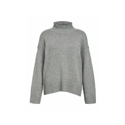 Abbildung von Object HIGH NECK Strickpullover, Damen, Größe: XS, Medium grey melange