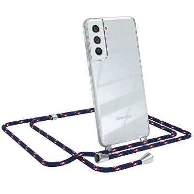 Abbildung von EAZY CASE Handykette kompatibel mit Samsung Galaxy S21 FE 5G Handyhülle Umhängeband, Handykordel Schutzhülle, Silikonhülle, Hülle, Stylische Kette für Smartphone, Navy Camouflage