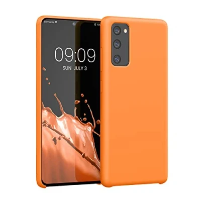 Abbildung von kwmobile Hülle kompatibel mit Samsung Galaxy S20 FE Silikon Handy Case Handyhülle weiche Oberfläche kabelloses Laden Fruity Orange