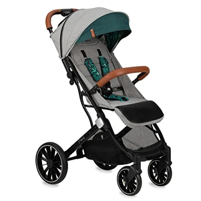 Abbildung von MoMi ESTELLE DAKAR Kinderwagen ab 6. Monat (bis 22 kg), klappbarer Buggy mit 5 Punkt Sicherheitsgurt, Einkaufskorb und Liegefunktion, Teleskop Stange zum Ziehen, steht nach dem Zusammenklappen Jungle