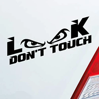 Abbildung von Hellweg Druckerei Look Dont Touch Bad Eyes Böser Blick Monster Tuning Auto Aufkleber Sticker Heckscheibenaufkleber