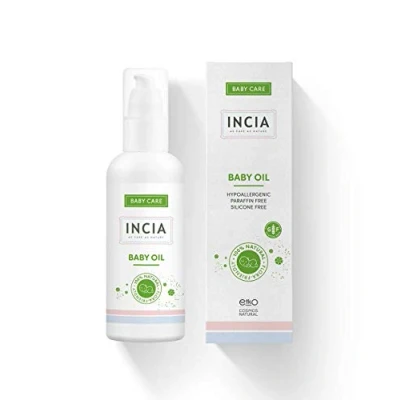 Abbildung von INCIA Baby öl 110ml (Enthält keine künstlichen Duft und Farbstoffe, Parabene, Silikone Paraffin, ideal für Babys Erwachsene, mit Sesameöl Jojobaöl Vitamin E)
