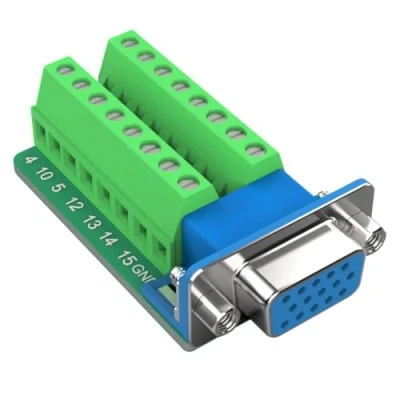 Abbildung von Oiyagai DB15 D SUB Buchse mit Mutter VGA 3+9 15 Pin Port auf 3 Reihen Terminal Breakout Board Adapter Anschluss
