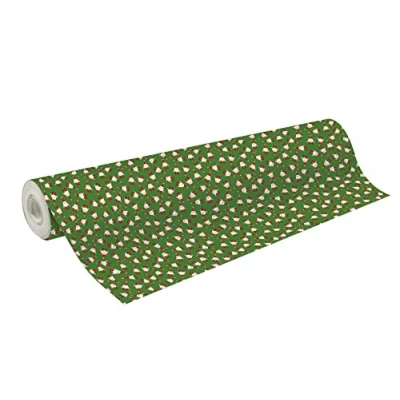 Abbildung von Clairefontaine 202055C Rolle Geschenkpapierrolle Excellia 80g 50mx0,70m, Weihnachtsmänner auf grünem Hintergrund, 1