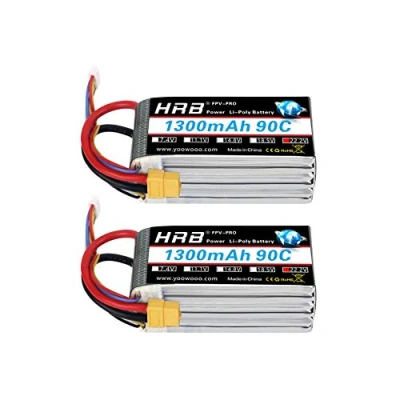 Abbildung von HRB 2 Stück 6S 22,2V 1300mAh 90C XT60 Lipo Batterie Ersatz für 450 Klasse Hubschrauber Flugzeuge Auto LKW Buggy Truggy Drohnen Multicopter