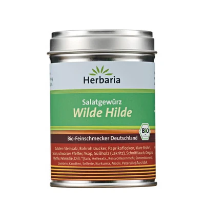 Abbildung von Herbaria Wilde Hilde Bio 100g M Dose fertige Gewürzmischung Salatgewürz für ausgefeilte Salate mit erlesenen Zutaten in nachhaltiger Aromaschutz