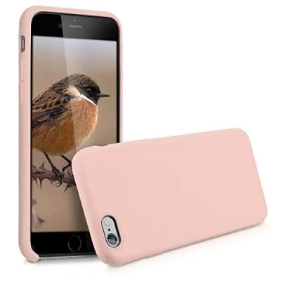 Abbildung von kwmobile Hülle kompatibel mit Apple iPhone 6 / 6S Silikon Handy Case Handyhülle weiche Oberfläche kabelloses Laden Altrosa