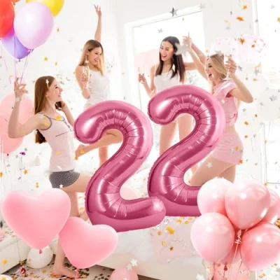 Abbildung von Zahlen luftballon 22 jahre Rosa Folienballon 40&quot;22 Geburtstagsdeko Ballon Zahl Deko zum Geburtstag fliegt mit Helium 22.Geburtstag für Männer Frauen 22.Geburtstagsparty Jubiläum