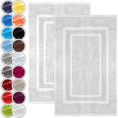 Abbildung von Badematte 800gsm NatureMark, strapazierfähig, Baumwolle, rechteckig, 2 tlg., Duschmatte Duschvorleger, Premium Qualität, 50x80cm, Weiß