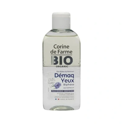 Abbildung von Corine de Farme Bio Reinigungslotion Bi Phase entfernt Make up wasserfest, speziell für die Entfernung von der Augen Ecocert zertifizierter Entferner, 150 ml