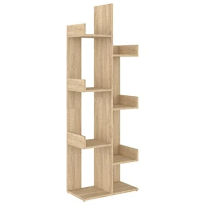 Abbildung von vidaXL Bücherregal mit 8 Fächern Standregal Aktenregal Wandregal Büroregal Regal Mehrzweckregal Dekoregal Sonoma Eiche 48x25,5x140cm Holzwerkstoff
