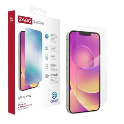 Abbildung von ZAGG InvisibleShield XTR2 Displayschutzfolie aus Glas für iPhone 14/13 &amp; 13 Pro (nicht kompatibel mit 14 Pro), stoßfest, antimikrobiell, berührungsempfindlich, glasähnlich, (klar)