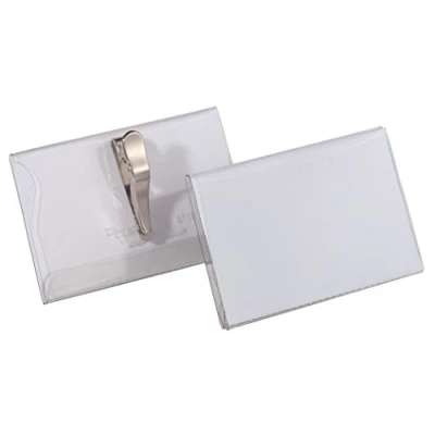 Abbildung von Durable Namensschild (mit Krokoklemme, 54 x 90 mm) Packung à 25 Stück, transparent, 811119