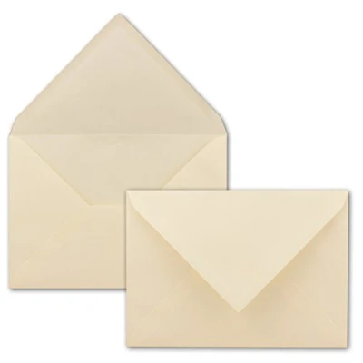 Abbildung von 150x Briefumschläge DIN C5 16,2 x 22,9 cm Creme mit gerippter Struktur 100 Gramm pro m² Kuverts Strukturprägung Nassklebung GUSTAV NEUSER