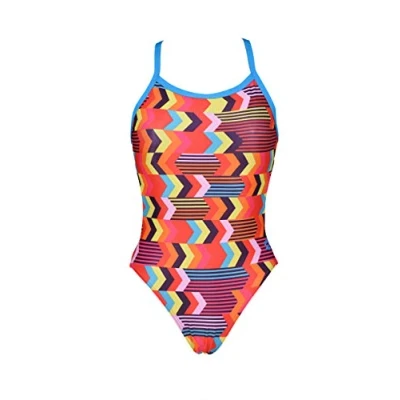 Abbildung von ARENA Damen Geocentric Challenge Back MaxLife One Piece Swimsuit Badeanzug, Geozentrisch Türkis Multi, 24