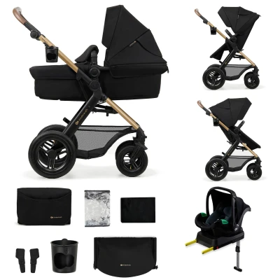 Abbildung von Kinderkraft MOOV2 AIR Kinderwagen 4 in 1 Kinderwagenset bis 26 kg mit Kindersitz I SIZE 40 75 cm, Buggy Funktion, Liegeposition verstellbar, Große ausziehbare Verdeck, Aufblasbare Räder, Schwarz