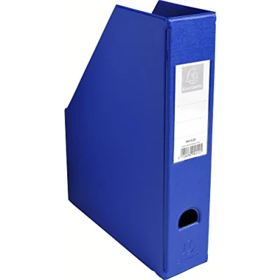 Abbildung von Exacompta 90152E Stehsammler DIN A4 7cm breit aus festem Karton mit PVC Bezug und aufgeklebtem Rückenschild Griffloch perfekt zur Aufbewahrung von Zeitschriften Katalogen dunkelblau