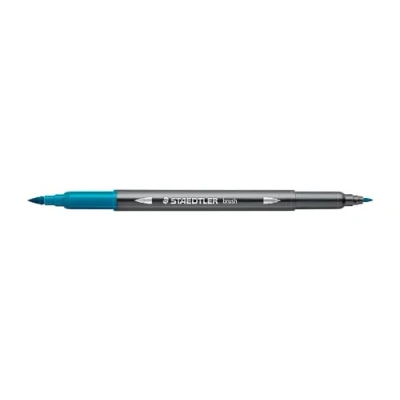 Abbildung von STAEDTLER aquarell Doppelfasermaler Design Journey, opal grün, feine Spitze und flexible Pinselspitze, wasservermalbar, 10 grüne Filzstifte, 3001 59