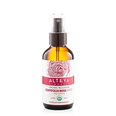Abbildung von Alteya Bio Zentifolien Rosenwasser Spray 120ml Glasflasche 100% USDA Organic zertifiziertes Authentisches Reines Natürliches Rosenblütenwasser