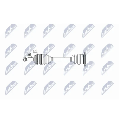 Abbildung von NTY NPW MS 001 Antriebswelle Vorderachse rechts, 492 Schaltgetriebe MITSUBISHI: L200 / Triton IV Pickup, V Pickup