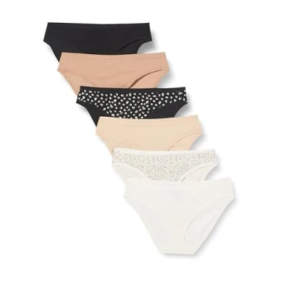 Abbildung von Amazon Essentials Damen Bikinihose aus Baumwolle (in Übergröße erhältlich), 6er Pack, Floral/Mehrfarbig, 42