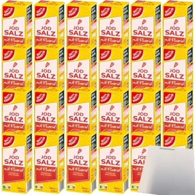 Abbildung von Gut&amp;Günstig Jodsalz mit Fluorid besonders rein 24er Pack (24x500g Packung) + usy Block