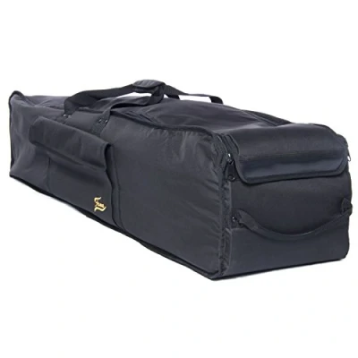 Abbildung von Fame Hardware Bag Trolley, 108x30x28 cm, Robuste Gepolsterte Drum Tasche, Nylon, Reißfest, Wasserabweisend, mit Rollen, Extra Verstärktem Boden, Schwarz