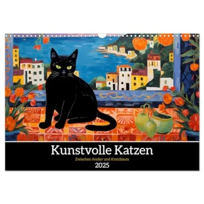 Abbildung von Kunstvolle Katzen (Wandkalender 2025 DIN A3 quer), CALVENDO Monatskalender