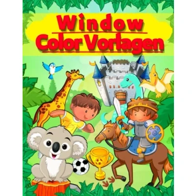 Abbildung von Window Color Vorlagen: XXL mehr als 100 Bilder für Jungs Fahrzeuge Dinosaurier Ritter Fußball Traktor Bauernhof Tiere zum Malen Große Fensterbilder Wiederverwendbar Malschablonen Kinder