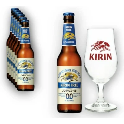 Abbildung von 6 x Kirin Ichiban free 0,0% Vol. + Original Glas 0,2l Alkoholfrei Japanisches Premium Bier 0,3l