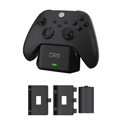 Abbildung von DR1TECH PowerSetX Ladestation und Akku Für Controller XBOX One X/S, Series X/S Zubehör Wireless + Smart Battery 1200 mAh (Controller NICHT Enthalten) [Amazon Exclusive]