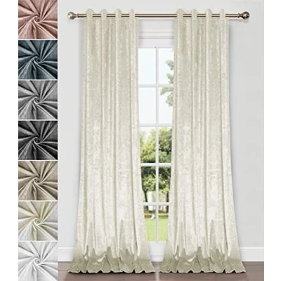 Abbildung von Home Direct Vorhänge, Gardinen aus zerknittertem Samt, Vorhang mit Ösen, ungefüttert, 2 x 260cm 140cm(LxB), 1 Paar Crème