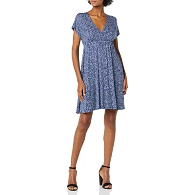 Abbildung von Amazon Essentials Damen Surplice Kleid (Erhältlich in Übergröße), Marineblau Tiermuster, XS