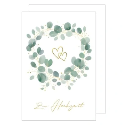 Abbildung von Edition Seidel Premium XXL Maxi Glückwunschkarte zur Hochzeit mit Umschlag Format DIN A4. Hochzeitskarte Grußkarte Vermählung Just Married Wedding Day Brautpaar Eukalyptus (A4 H482)